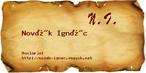 Novák Ignác névjegykártya
